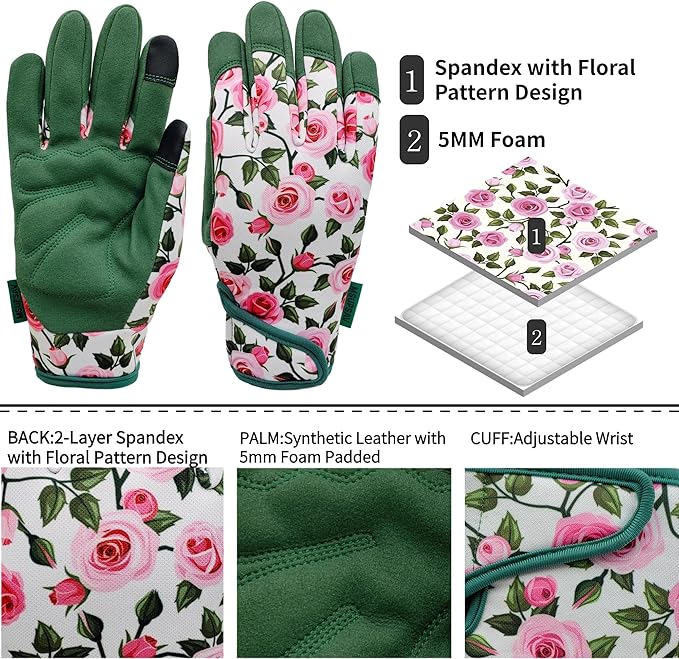 Thorn Proof&Puncture Resistant Gardening Gloves with Grip,Garden Glove for Women, Leather Yard Work Gifts