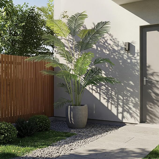 Worth Garden 82in 2-Pack Artificial Areca Palm Tree in Pot, 7ft Fake Cane Palm Silk Plant Indoor Outdoor, Dypsis Lutescens, Lifelike Faux Silk Plants Home Decor