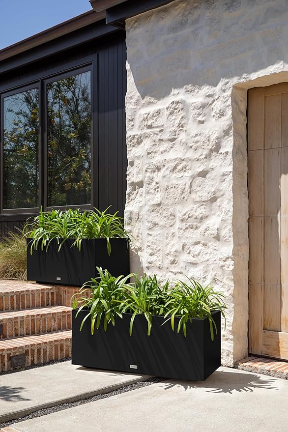 Veradek Block Series Long Box Planter - Large Rectangular Planter for Indoor or Outdoor Patio/Porch | Durable All-Weather Use with Drainage Holes | Modern Décor for Tall Plants, Flowers or Shrubs
