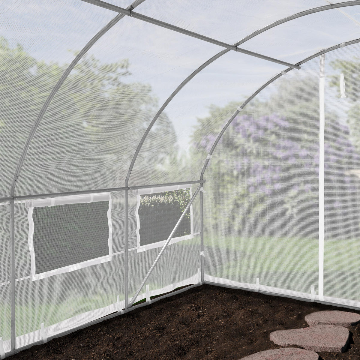 TOOLPORT 10x20 ft Tunnel Greenhouse, 180g PE Cover, White