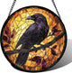DASTOLL Stained Glass Window Hanging - Crow on a Branch Suncatcher Ready to Hang Window Doors Home Decoration and Christmas, Mother's Day Birthday Gifts for Women, Men, and Mom 14.9x14.9 in