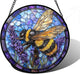 DASTOLL Stained Glass Window Hanging, Bee Lavender Sun Catchers Diamond Glass Panel Hangings Insect Suncatcher Decor for Birthday for Women, Men, Wife, Aunt, and Mom 6.3 in