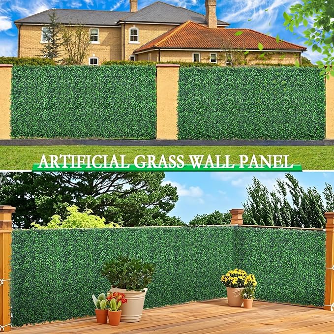 Yangrass Boxwood Roll Panels, 60"x120" Artificial Ivy Privacy Fence Screen, UV-Anti Faux Boxwood Roll Grass Wall Panels for Garden Patio Balcony Privacy
