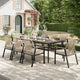 9 Pieces Outdoor Dining Set for 8, Patio Dining Set Wicker Rattan Chairs with 3.1" Cushion and Rectangular Table with Umbrella Hole, Wicker Patio Table and Chairs for Backyard Porch