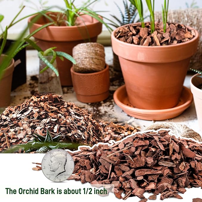 18qt Organic Orchid Potting Bark -Natural Mulch for Potted Plants, Root Development of Orchid Plants and Garden Soil Amendment Mix