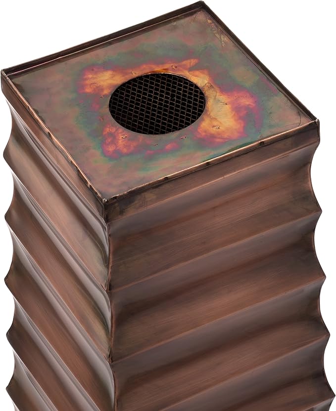 H Potter Copper Ribbed Planter Large for Outdoor Indoor Plants Small Spaces Entryway Patio Porch Tall Metal Planter Decor Vase