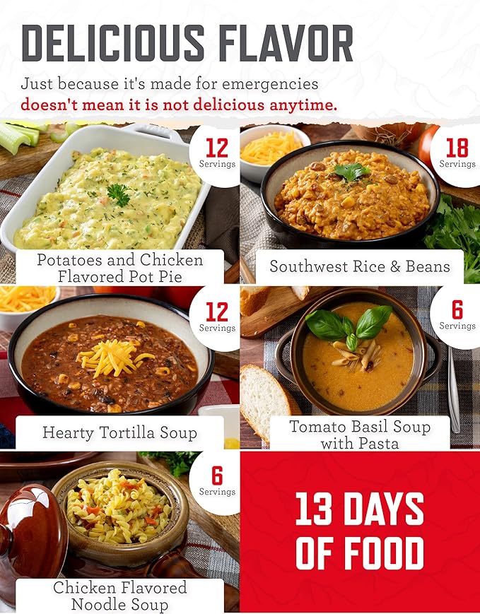 ReadyWise Emergency Food Supply - 120 Servings Favorites Sample Bucket, Survival Food Kit, Freeze Dried Prepper Food & Dehydrated Meals for Camping Essentials & Backpacking, up to 25 Year Shelf Life
