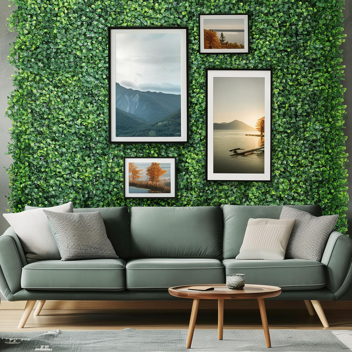 4-Layer Grass Wall Panels 20 Pack, 12”x16” Artificial Boxwood Panel