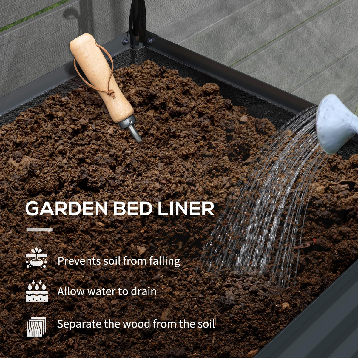 Outsunny Raised Garden Bed with Cover and Storage Shelf, Dark Gray