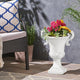 Merax 19.25'' Tall Elegant Roman Style Lightweight Concrete Planter with Botanical Accents, Square Indoor Outdoor Flower Pot with Drainage Hole & Stopper, White