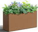 Metal Planter Box Rectangular Planter Box with Drainage Hole, Outdoor Large Planters, All-Weather Use, Rust-Resistance, for Flowers Plants, 32" L × 10" W × 16.3" H, Brown