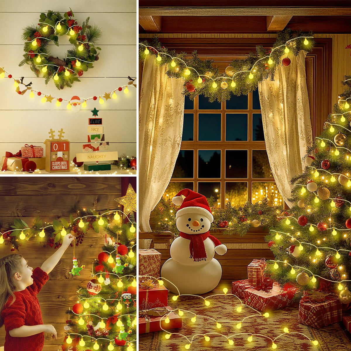 2Pack 100LED Battery Operated Globe String Lights Indoor Outdoor Warm White