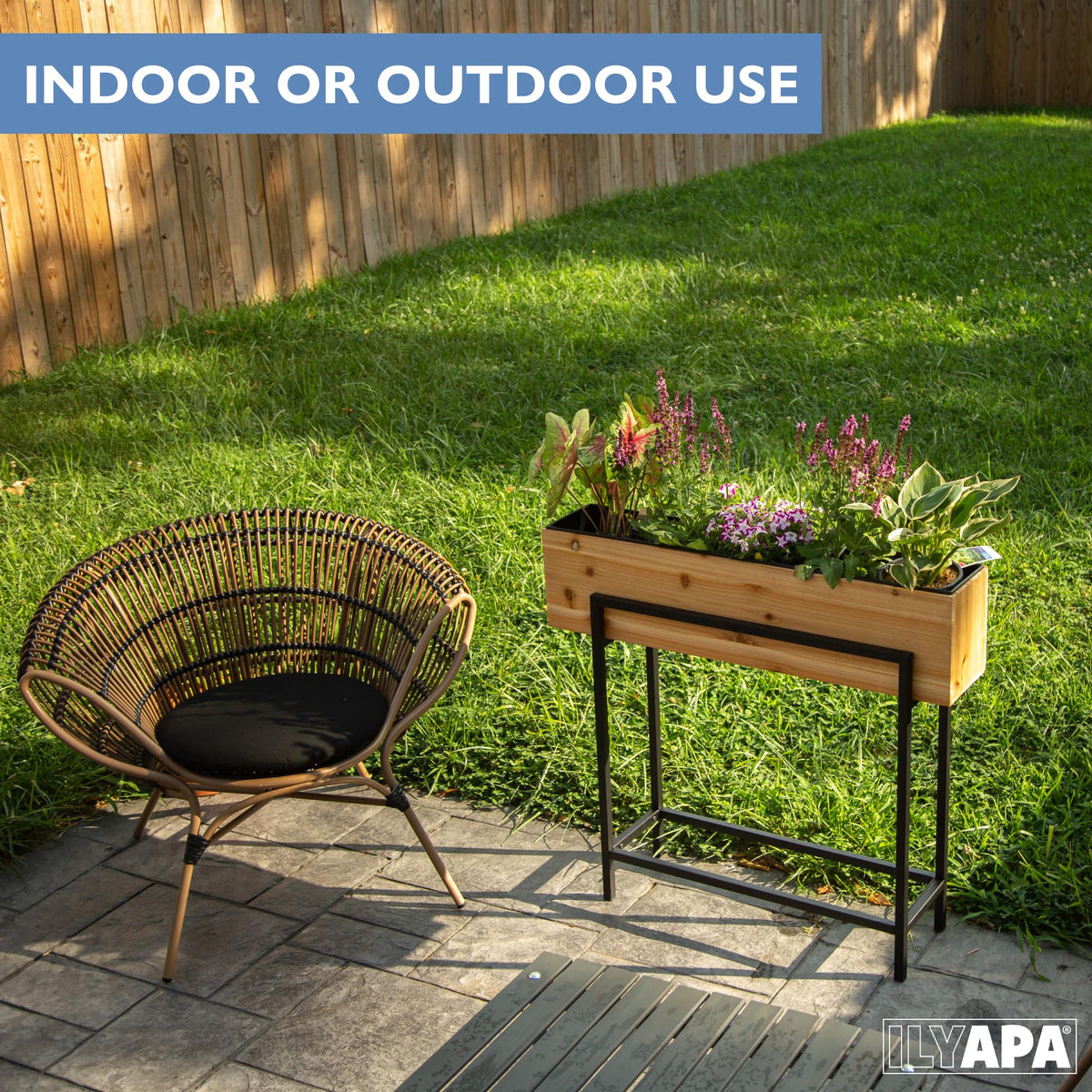 Ilyapa Raised Garden Bed with Legs, 33 x 35.5 x 7 Inch - Metal & Wood