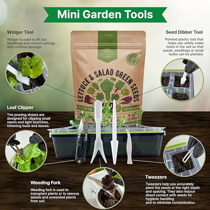 Organo Republic 22 Lettuce & Salad Greens Seeds Variety Pack 24,700+ Non-GMO Heirloom Lettuce Seeds for Indoor & Outdoor Garden, Hydroponics, Aerogarden - Arugula, Kale, Spinach, Swiss Chard, Lettuce