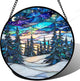 DASTOLL Stained Glass Window Hanging, Starry Sky Trees and Snow Sun Catchers Glass Panel Blue Suncatcher Decor for Birthday for Women, Men, Wife, Aunt, and Mom 14.9x14.9 in