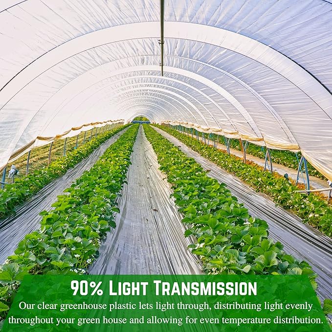 Farm Plastic Supply - Clear Greenhouse Plastic Sheeting - 6 mil - (54' x 50') - 4 Year UV Resistant Polyethylene Greenhouse Film, Hoop House Green House Cover for Gardening, Farming, Agriculture