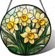 DASTOLL Stained Glass Window Hanging, Daffodil Plant Flowers Sun Catchers Diamond Glass Panel Hangings Suncatcher Decor for Birthday for Women, Men, Wife, Aunt, and Mom 14.9x14.9 in