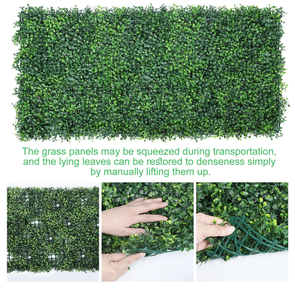 4-Layer Grass Wall Panels 20 Pack, 12”x16” Artificial Boxwood Panel