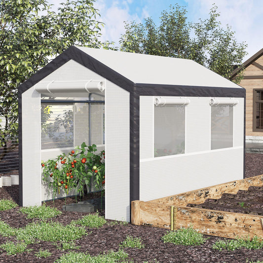 Outsunny 10' x 7' x 7' Greenhouse Walk-in Tunnel PE Cover Steel Frame White