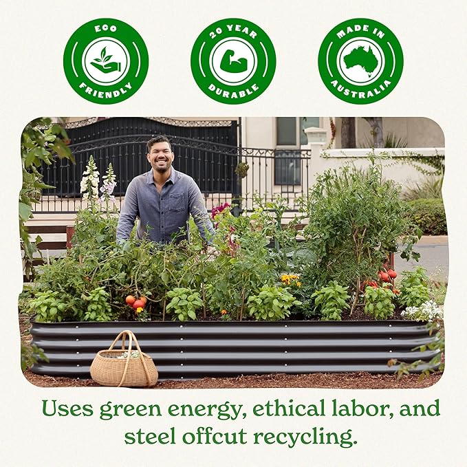 Epic Gardening 6-in-1 Modular Galvanized Raised Garden Bed Kit, 29" Tall Metal Planter Box, Durable Aluzinc Steel Raised Garden Bed Outdoor for Vegetables, Herbs, Flowers & Fruits - Medium Light Clay