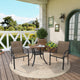 DIFY 3-Piece Outdoor Patio Bistro Dining Set, Walnut Small Square Dining Table & 2 Brown Stackable Metal Chairs with Breathable Fabric, Outdoor Furniture Set for Balcony, Porch, and Deck