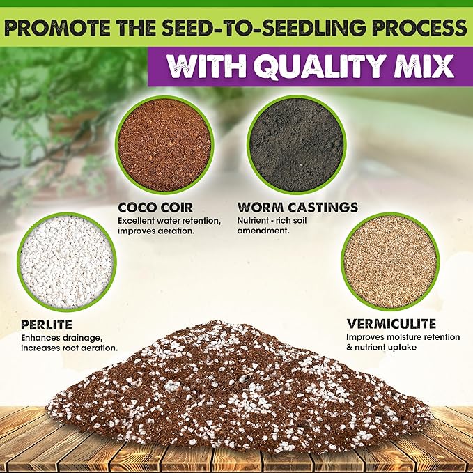 DUSPRO Recycle 8 QRT Seed Starter Soil Pre-Mixed Seed Starting Mix for Young Plant Seeds, Soilless Formula Moisture Retention, Aeration & Nutrient Seed Starting Soil 4in1