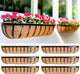 LaLaGreen Deck Railing Planter Boxes - 6 Pack, 36 Inch Long Window Flower Box Attach to House, Wall Planters for Outdoor Plants with Coco Liners English Horse Trough Fence Balcony Garden Porch Rail