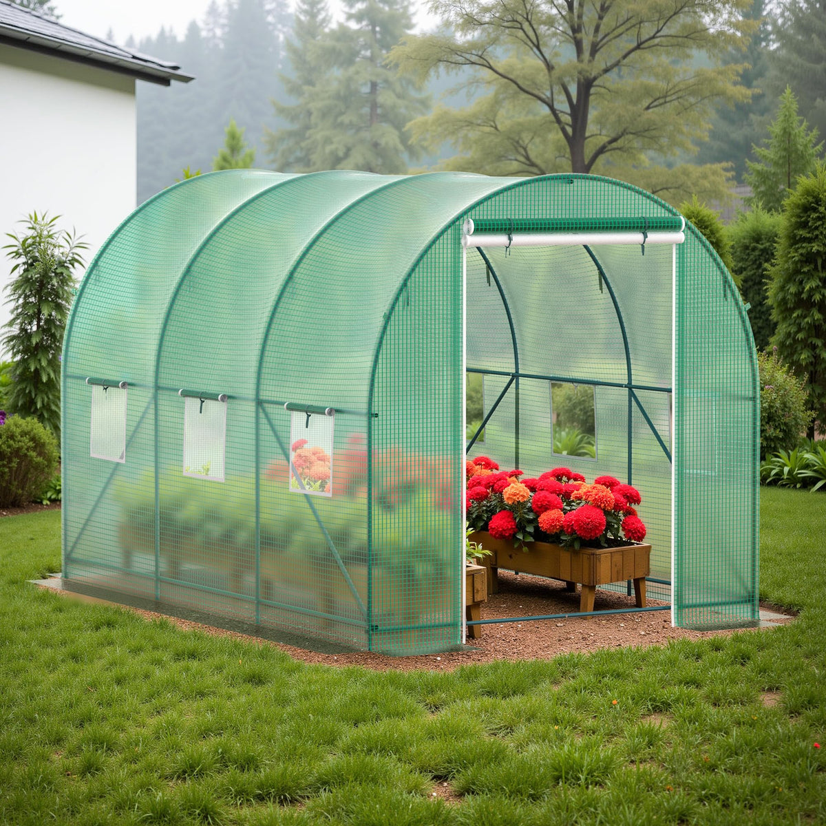 GOJOOASIS Greenhouse 10'x7'x7' Heavy Duty Walk-in Outdoor Plant Shelter