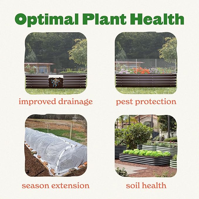 Epic Gardening 6-in-1 Modular Galvanized Raised Garden Bed Kit, 29" Tall Metal Planter Box, Durable Aluzinc Steel Raised Garden Bed Outdoor for Vegetables, Herbs, Flowers & Fruits - Medium Light Clay
