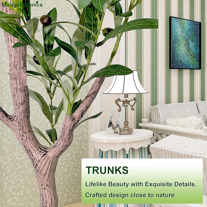 Artificial Olive Trees Indoor,Faux Olive Tree with White Planter Pot,Artificial Plants Lifelike Fruits for Home Office MeetingRoom Living Room Indoor Outdoor Decor(6ft)