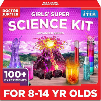 Doctor Jupiter Girls' Super Science Kit for Ages 8-12 Ideas for Girls 8,9,10+ Years Old | Chemistry Set, STEM Toy Kit with 100+ Experiments | Learning & Educational Projects