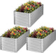 3 Pack Tall 4x2FT Corrugated Galvanized Steel Raised Garden Bed Outdoor, Metal Above Ground Garden Bed for Vegetables and Flowers, Rectangle Raised Beds for Gardening