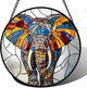 AMDERVEN Stained Glass Window Hanging, Colorful Elephant Sun Catcher for Door Home Decor Animal Suncatcher Christmas Mother's Day Birthday Gifts for Women Men Mom and Nana 15 in