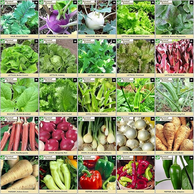 Garden Heirloom Seed Vault, 100 Variety, Over 17,500 Vegetable, Fruit, and Herbs Seeds, Non-GMO, Non-Hybrid, Plus Free Microgreens Kit