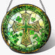 8'' St. Patrick's Day Cross Stained Glass Suncatcher Ornament, Stained Glass Window Hanging, Irish Decor, Patrick Day Decor, Irish Shamrock Gift, Cross Gifts, Religious Gifts, Christian Gift
