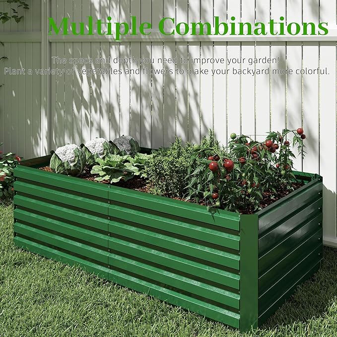 8x4x2 ft Outdoor Raised Garden Bed, Large Metal Planter Raised Beds, Planters for Outdoor Plants for Vegetables, Flowers, Herbs, Fruits, and Succulents.(2 Pcs)