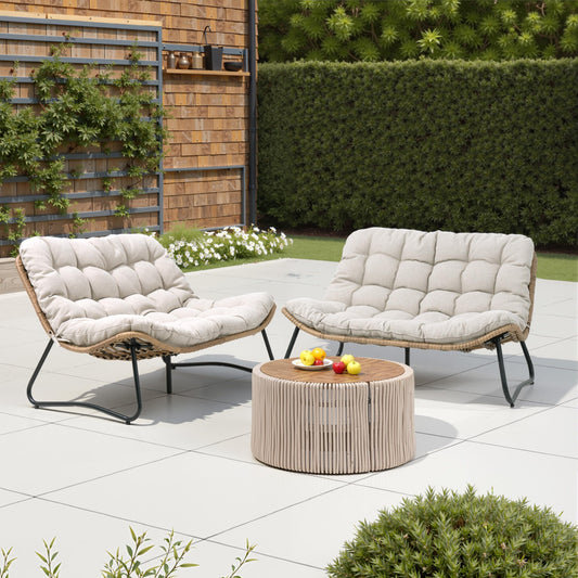 Crestlive Products Outdoor Loveseat, Patio Conversation Set (2PCS Beige)