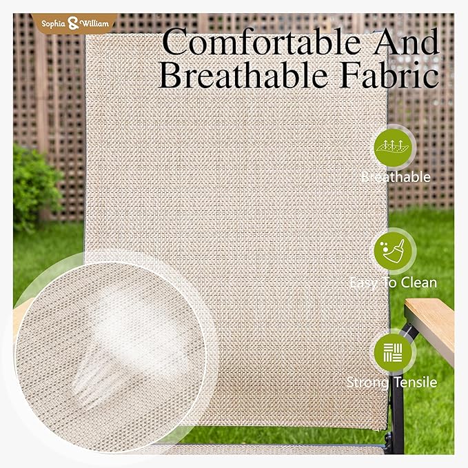 Sophia & William Patio Chairs Set of 4, Lightweight Aluminium Frame and Breathable Textilene Fabric, Stackable Outdoor Dining Chairs - Beige