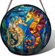 Stained Glass Window Hanging - Blue Ocean Orange Seahorse Suncatcher for Door Terrace Garden Home Decor, Marine Life Sun Catcher Birthday Gifts for Lovers Women Men Dad Mom Nana 9.8 in