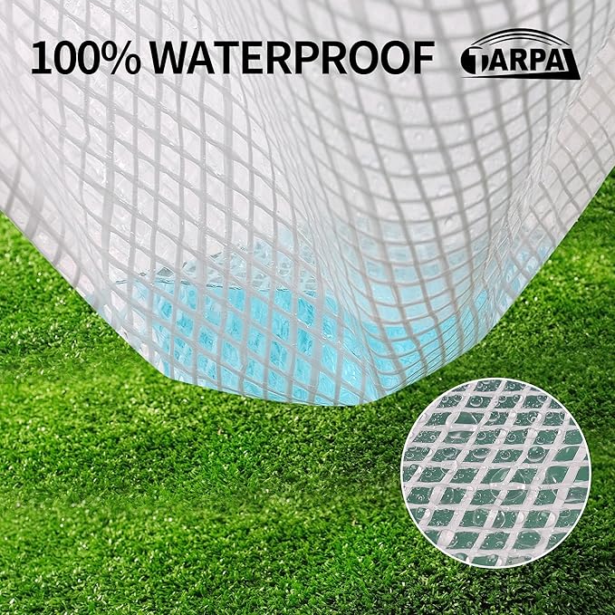 TARPAL 6'x10' Clear White Tarp Heavy Duty Waterproof 12mil with Grommets or Zip Ties for Small Greenhouse for Outdoors Garden,Farm,Chicken Coops