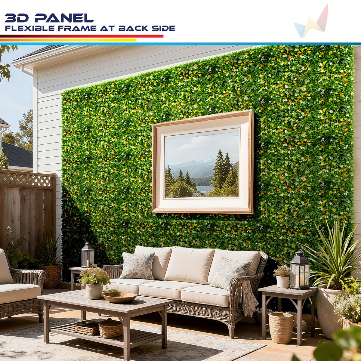 Windscreen4less 24 PCS 40"x40" Artificial Boxwood Panels Faux Plant Grass Green Wall Panel Decoration for Outdoor Indoor Garden Backyard (Style 6)
