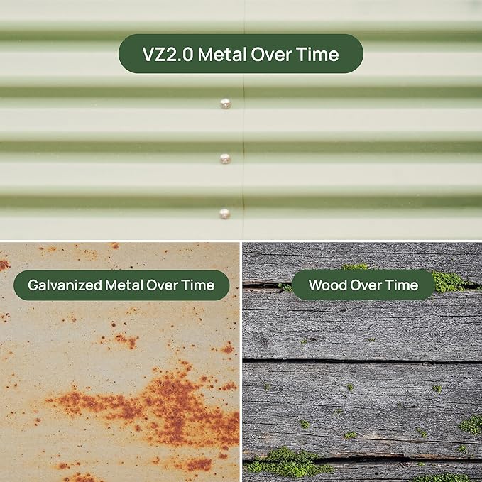 Vego garden Raised Garden Bed Kits, 17" Tall 6 in 1 Modular Metal Raised Planter Bed for Vegetables Flowers Patio Ground Planter Box-Olive Green