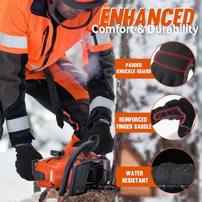 HANDLANDY Work Gloves for Men & Women, Utility Mechanic Working Gloves Touch Screen, Flexible Yard Work Gloves