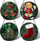 AMDERVEN Stained Glass Window Hanging 4 Pcs Set Red Christmas Stockings and Gingerbread Large 15" - Suncatcher Door Garden Sun Catcher Decor Birthday Mother's Day Xmas Gifts for Mom Woman Nana Men