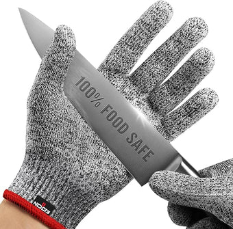 NoCry Premium Cut Resistant Gloves Food Grade — 100% Food Safe — Level 5 Meat Cutting Glove for Chefs & Butchers — Perfect Mandoline Glove or Oyster Shucking Gloves with Superior Comfort & Dexterity