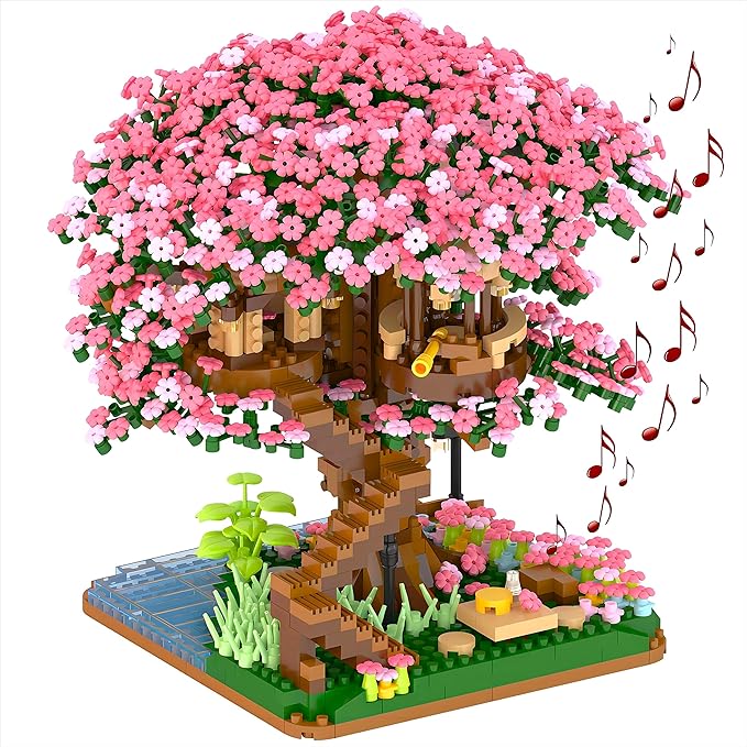 Yushinv Cherry Bonsai Tree Building Sets, Original Scene Music Building Kit 2008 Pcs,Type :Symphony. Sakura House Building Set, Cherry Tree Building Set, Sakura Set.