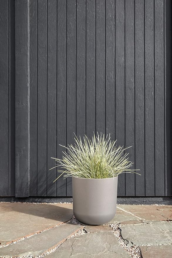 Veradek Mason Series Lima Planter - Round Planter for Indoor or Outdoor Porch/Garden | Made from Plastic-Stone Composite with Drainage Holes | Modern Décor for Succulents, Flowers, Small Plants
