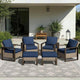 Joyside Outdoor Patio Chairs, 6 Pieces Wicker Rattan Furniture Set, 4 Patio Chairs and 2 Ottoman, Metal Wide Armrest, Thick Cushions and Deep Seating for Garden, Backyard, Porch, Deck