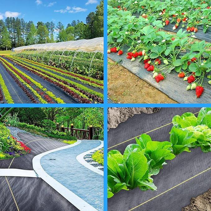 Sunocity 1.3ft x50ft Black Weed Barrier Landscape Premium Fabric-Heavy Duty Woven Ground Cloth with Superior Permeability Weed Control Convenient Design
