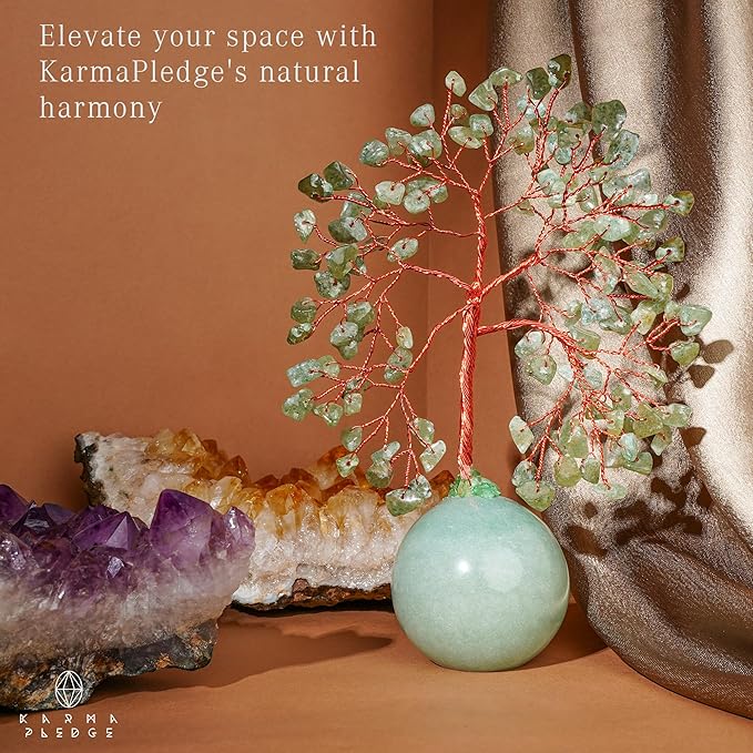 Crystal Tree of Life Birthday Gifts for Women, Mom Green Aventurine Healing Crystals for 7 Chakra Balance, Reiki Healing, Home Decoration Tree for Positive Energy, Good Luck, Office Desk Decor